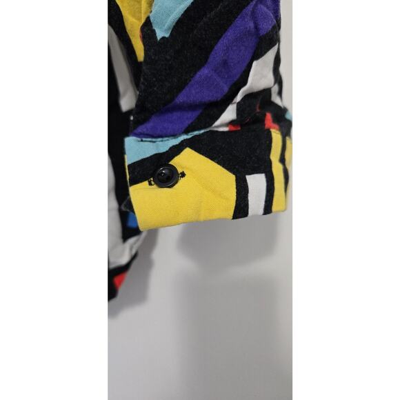Big Dart Shirt Womens Sz 38 M Geometric Art Blouse 80s Retro Button Up Abstract - Picture 11 of 11